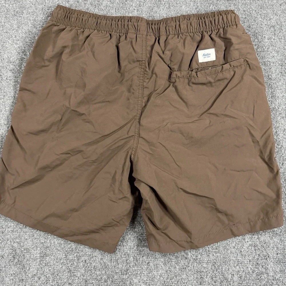 Katin Nylon Shorts Mens Small Brown Beach Swim Trunks Linerless Drawstring